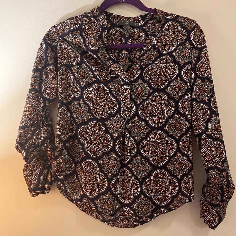 Sheer Patterned Long Sleeve Blouse